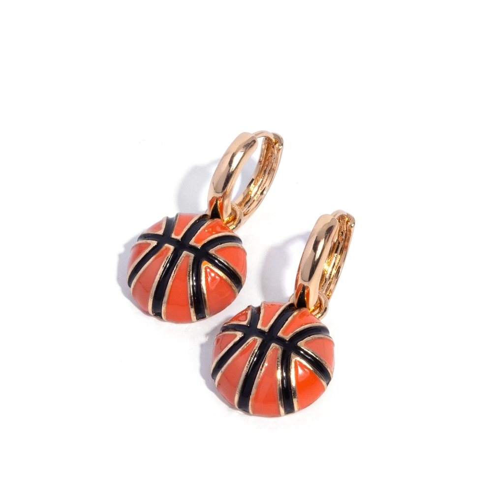 Paparazzi Orange and Black Basketball Earrings Adorable Airball Fashion Jewels
